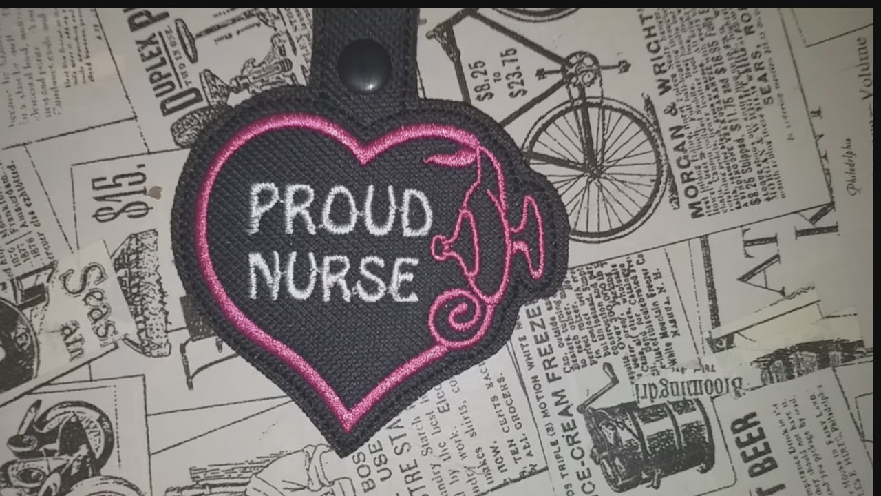 Proud Nurse Key Fob - Nurse Lamp Heart - In The Hoop - DIGITAL Embroidery DESIGN