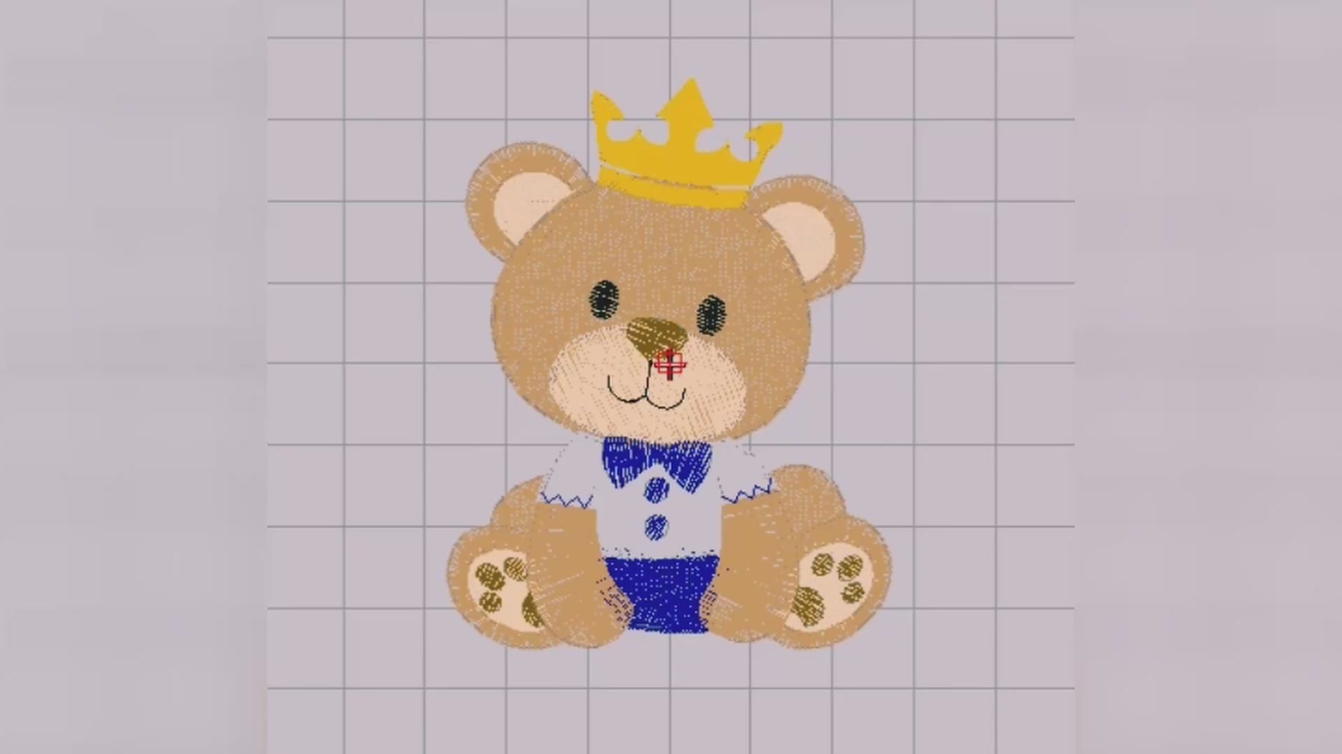 Sitting Baby Teddy Bear with Crown - Machine Embroidery Design