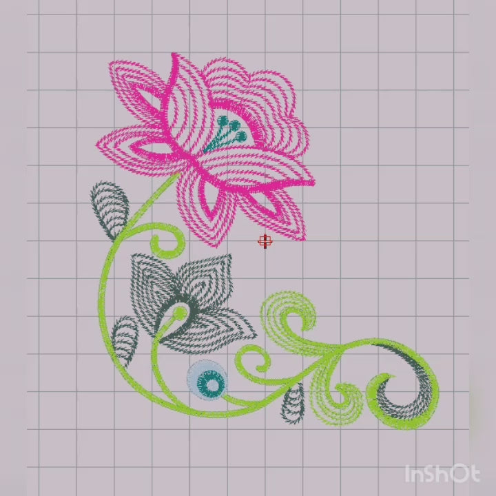 Nenuphar Stem Stitch - Machine Embroidery Design