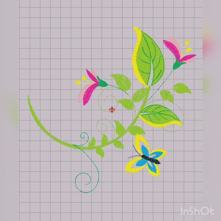 Petunia Decorative Branch - Machine Embroidery Design
