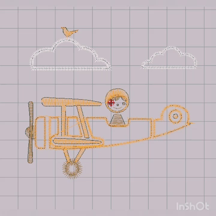 Niño en avión - Diseño de bordado a máquina