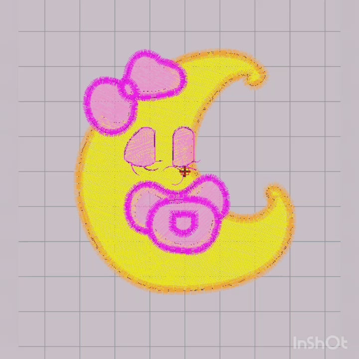 Baby Girl - Sleeping Moon - Machine Embroidery Design