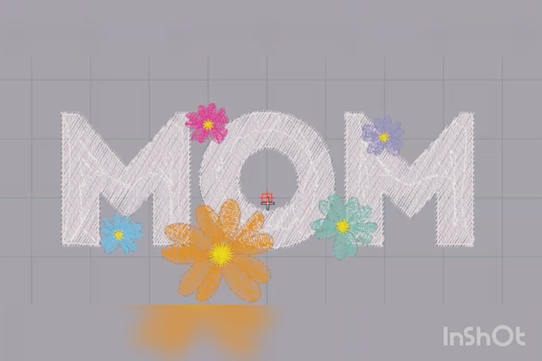 Mom Text With Texture and Flowers - Machine Embroidery Design