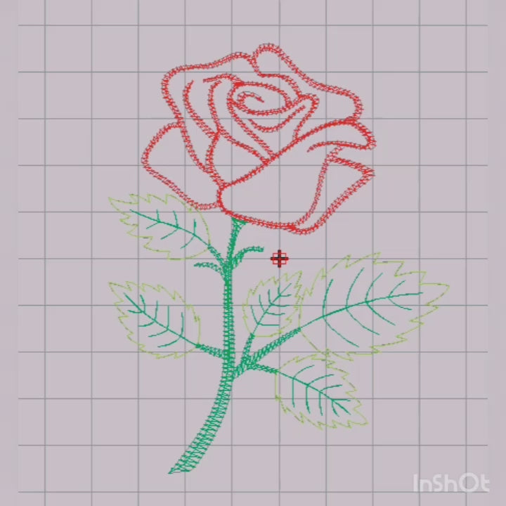 Contorno de rosa roja - Diseño de bordado a máquina