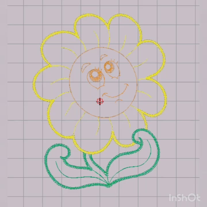 Contorno de Girasol Sonriente - Diseño de Bordado a Máquina